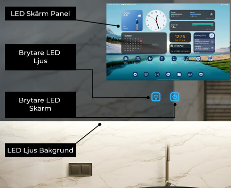 Smart Avrundad LED Badrumsspegel SmartScreen 21,5” #2