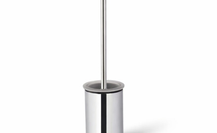 CLASSIC – Låg, fristående toalettborste / metallbehållare, glasinsats / krom