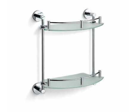 CLASSIC – Halvcirkelformad dubbelhylla / krom, matt glas