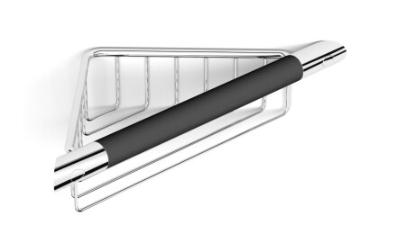Hörnkorg / krom / med svart halkskyddat handtag