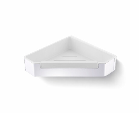 Hörnkorg 22x22x5,5 med dragband / polerat stål / vit plastinsats