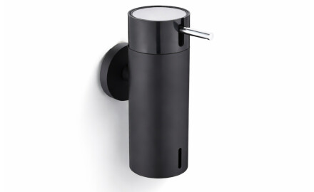 Dispenser för flytande tvål 0,15 l / matt svart / svart pump + polerat stål