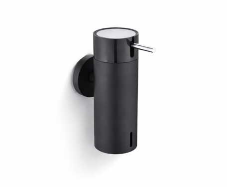 Dispenser för flytande tvål 0,15 l / matt svart / svart pump + polerat stål