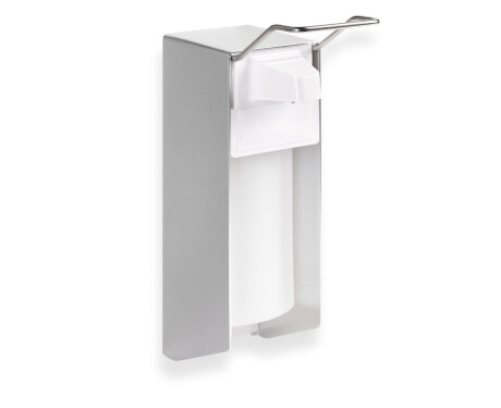 Desinfektionsmedelsdispenser 0,5 l med armbågsknapp / Matt aluminium