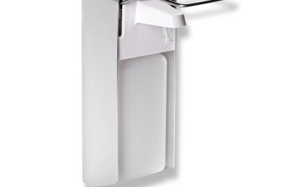 Desinfektionsmedelsdispenser 1,0 l med armbågsknapp / Matt aluminium