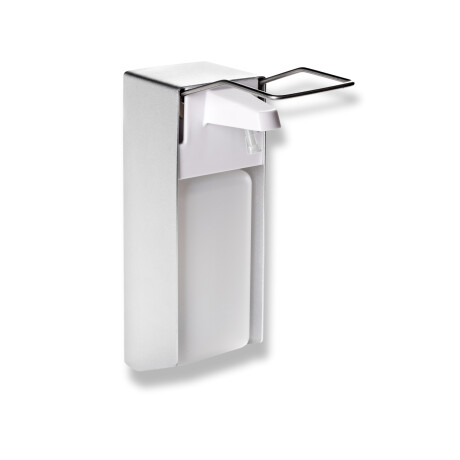 Desinfektionsmedelsdispenser 1,0 l med armbågsknapp / Matt aluminium #1
