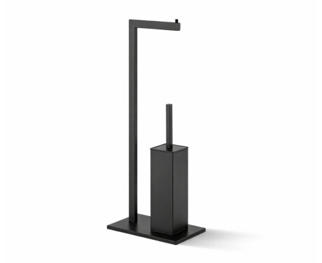 Hållare för toalettpapper och toalettborste / rektangulär profil och bas / matt svart