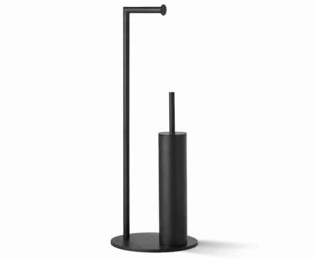 Hållare för toalettpapper och toalettborste / rund profil och rund bas / matt svart