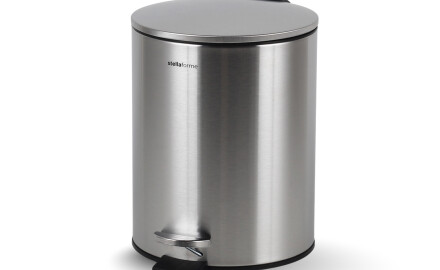 BUDGET rund papperskorg med fotpedal, 5 liter, soft close / rostfritt stål, satinfinish