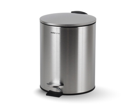 BUDGET rund papperskorg med fotpedal, 5 liter, soft close / rostfritt stål, satinfinish