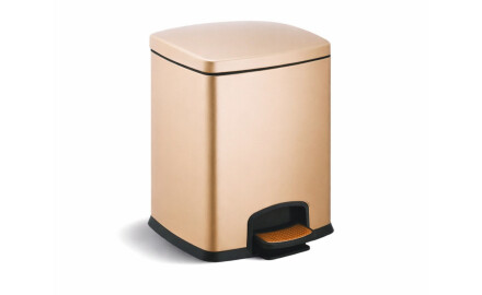 PREMIUM-papperskorg med pedal, rektangulär, 5 L, soft close / champagne