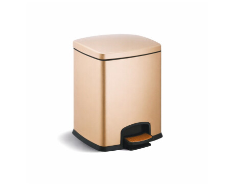 PREMIUM-papperskorg med pedal, rektangulär, 5 L, soft close / champagne