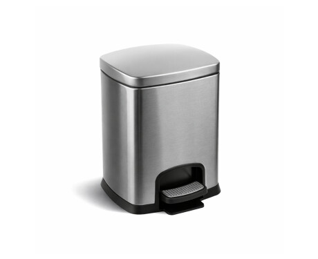 PREMIUM-papperskorg med pedal, rektangulär, 5 liter, soft close / rostfritt stål, satinfinish