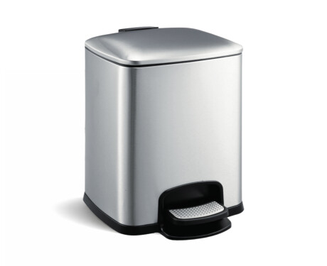 PREMIUM-pedaalkorg, rektangulär, 8 liter, soft close / rostfritt stål, satinfinish