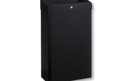 Soptunna 30 L med öppet lock, R1-serien / rostfritt stål, matt svart