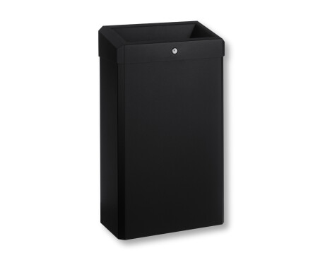 Soptunna 30 L med öppet lock, R1-serien / rostfritt stål, matt svart