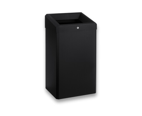 Soptunna 49 L med öppet lock, R1-serien / rostfritt stål, matt svart