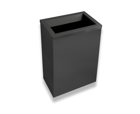 Soptunna 50 liter, lock med inslagningsöppning / rostfritt stål, matt svart