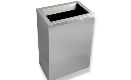 Soptunna 50 liter, lock med inslagningsöppning / borstat rostfritt stål