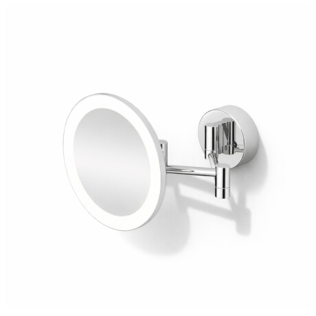 Kosmetikspejl med 3x förstoring, rund, LED-belysning med steglös justering av ljusfärgen, vinklingsbar, dubbelt rörligt armstativ / krom #1