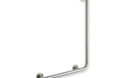 Stödhandtag för personer med funktionsnedsättning, Ø32 STANDARD typ L, 55 x 77 vänster / borstat rostfritt stål