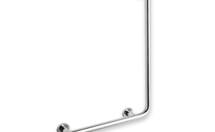 Stödhandtag för personer med funktionsnedsättning, Ø32 STANDARD typ L, 55 x 77 vänster / polerat rostfritt stål