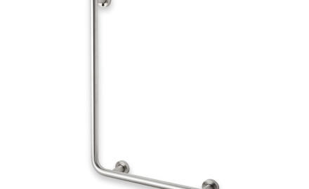 Stödhandtag för personer med funktionsnedsättning, Ø32 STANDARD typ L, 55 x 77 höger / borstat rostfritt stål