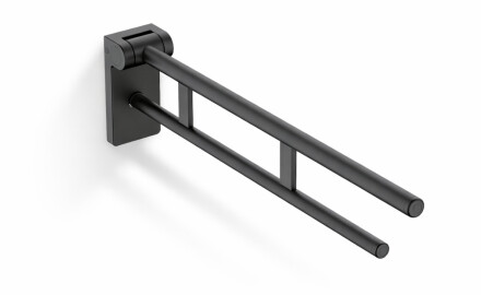 Stödhandtag för personer med funktionsnedsättning, Ø32, fällbart, PREMIUM – 80 cm / rostfritt stål, matt svart