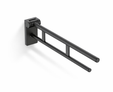 Stödhandtag för personer med funktionsnedsättning, Ø32, fällbart, PREMIUM – 80 cm / rostfritt stål, matt svart
