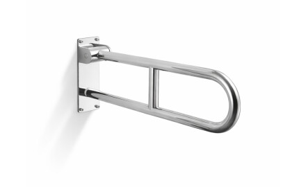 Stödhandtag för personer med funktionsnedsättning, Ø32, böjt och fällbart, STANDARD – 60 cm / polerad rostfri stål