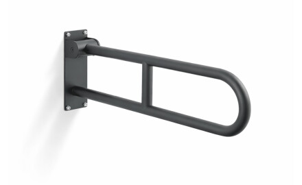 Stödhandtag för personer med funktionsnedsättning, Ø32, böjt och fällbart, STANDARD – 70 cm / rostfritt stål, matt svart
