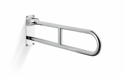 Stödhandtag för personer med funktionsnedsättning, Ø32, böjt och fällbart, STANDARD – 70 cm / polerad rostfri stål