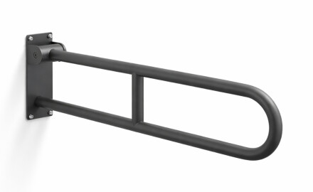 Stödhandtag för personer med funktionsnedsättning, Ø32, böjt och fällbart, STANDARD – 80 cm / rostfritt stål, matt svart