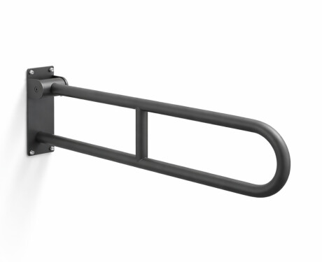 Stödhandtag för personer med funktionsnedsättning, Ø32, böjt och fällbart, STANDARD – 80 cm / rostfritt stål, matt svart