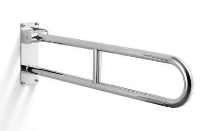 Stödhandtag för personer med funktionsnedsättning, Ø32, böjt och fällbart, STANDARD – 80 cm / polerad rostfri stål