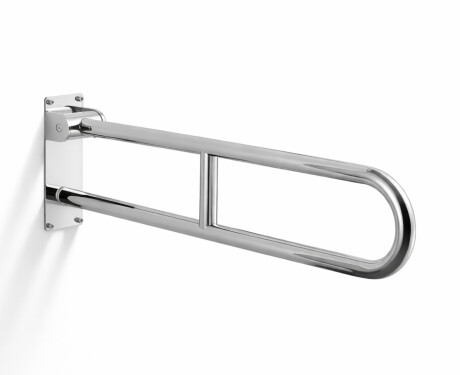 Stödhandtag för personer med funktionsnedsättning, Ø32, böjt och fällbart, STANDARD – 80 cm / polerad rostfri stål