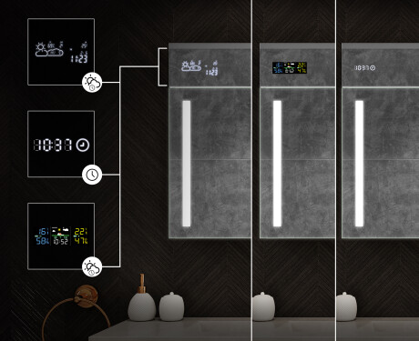 Badrumsskåp med LED-spegel L02 Emily 66,5 x 72 cm i färgen Oslo-ek #4