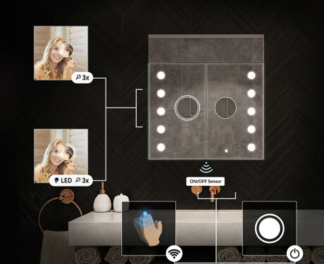 Spegelskåp Med LED-belysning - L06 EMILY 66,5 x 72cm #5