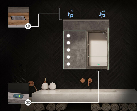 Spegelskåp Med LED-belysning - L06 EMILY 66,5 x 72cm #7