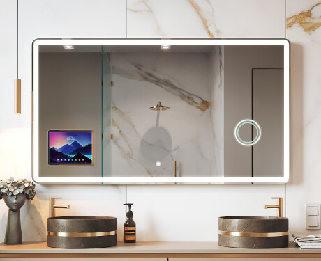 Rundad Modern LED Spegel med iPad Displine L141 Ram