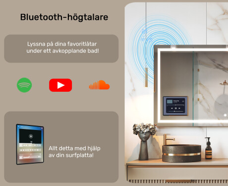Rundad Modern LED Spegel med iPad Displine L141 Ram #4