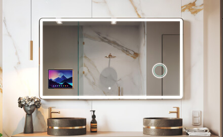Rundad Modern LED Spegel med iPad Displine L141 Ram