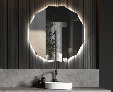 Rund badrumsspegel med LED-belysning Spegel L193