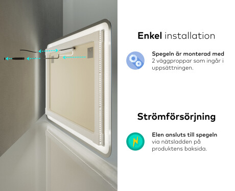Badrumsspegel med LED-belysning Spegel L144 #10