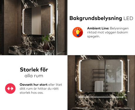 Badrumsspegel med LED-belysning Spegel L144 #5